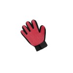 Textile and rubber glove, for brushing pets, red color, right hand